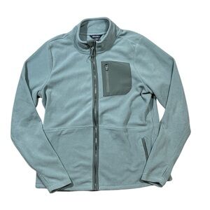 Eddie Bauer Fleece Jacket Full Zip Pockets Medium M Green EUC